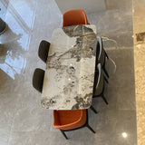 Stone Top Dining Table Modern Rectangle Table with 4 Wood Legs in Black Clearhalo 'Dining Tables & Seating' 'Dining Tables' 'dining_table' 'furn' 'furn_dining_table' 'Furniture' 'furniture_dining_table' 'Kitchen & Dining Furniture' 'kitchen' 'kitchen_dining_table' 4818479