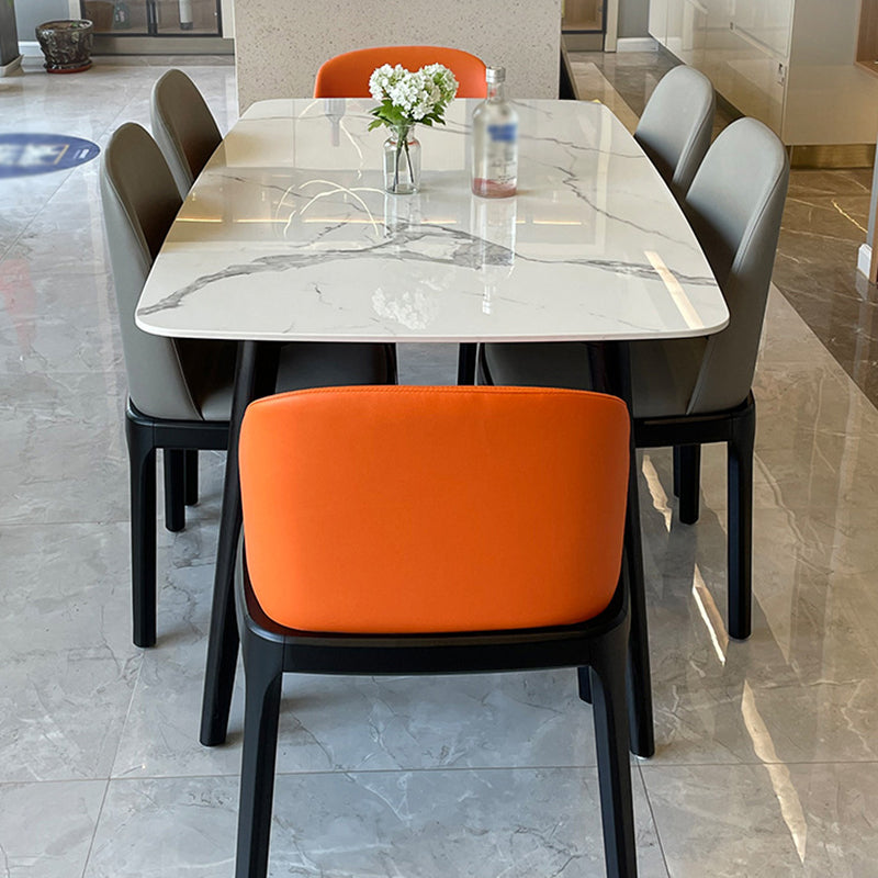 Stone Top Dining Table Modern Rectangle Table with 4 Wood Legs in Black Clearhalo 'Dining Tables & Seating' 'Dining Tables' 'dining_table' 'furn' 'furn_dining_table' 'Furniture' 'furniture_dining_table' 'Kitchen & Dining Furniture' 'kitchen' 'kitchen_dining_table' 4818481