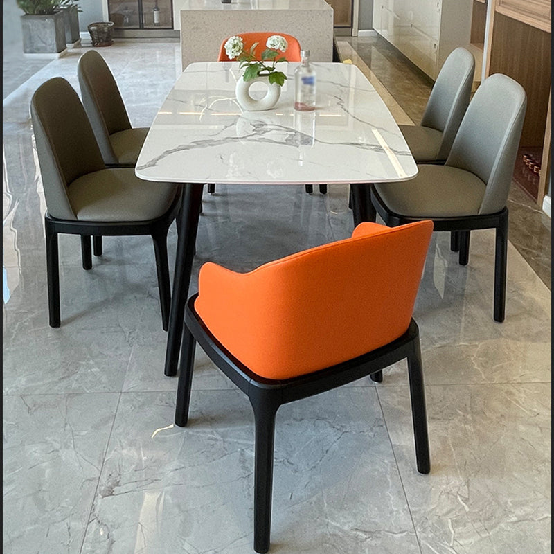 Stone Top Dining Table Modern Rectangle Table with 4 Wood Legs in Black Clearhalo 'Dining Tables & Seating' 'Dining Tables' 'dining_table' 'furn' 'furn_dining_table' 'Furniture' 'furniture_dining_table' 'Kitchen & Dining Furniture' 'kitchen' 'kitchen_dining_table' 4818483