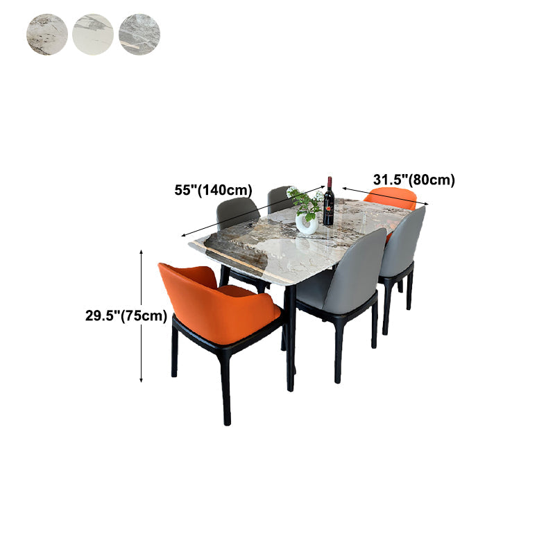 Stone Top Dining Table Modern Rectangle Table with 4 Wood Legs in Black Clearhalo 'Dining Tables & Seating' 'Dining Tables' 'dining_table' 'furn' 'furn_dining_table' 'Furniture' 'furniture_dining_table' 'Kitchen & Dining Furniture' 'kitchen' 'kitchen_dining_table' 4818486