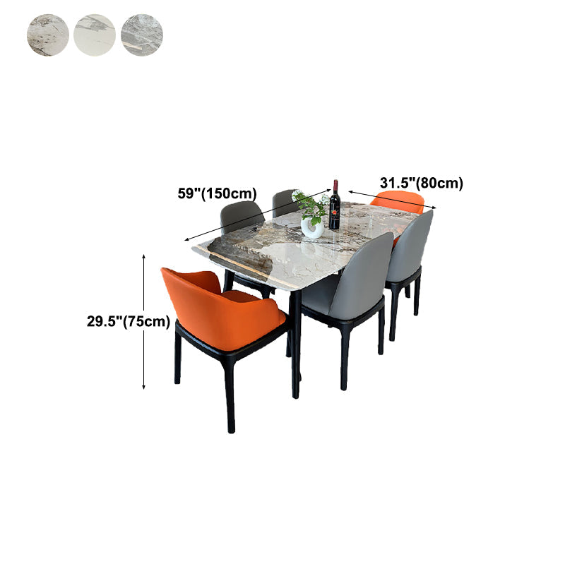 Stone Top Dining Table Modern Rectangle Table with 4 Wood Legs in Black Clearhalo 'Dining Tables & Seating' 'Dining Tables' 'dining_table' 'furn' 'furn_dining_table' 'Furniture' 'furniture_dining_table' 'Kitchen & Dining Furniture' 'kitchen' 'kitchen_dining_table' 4818487