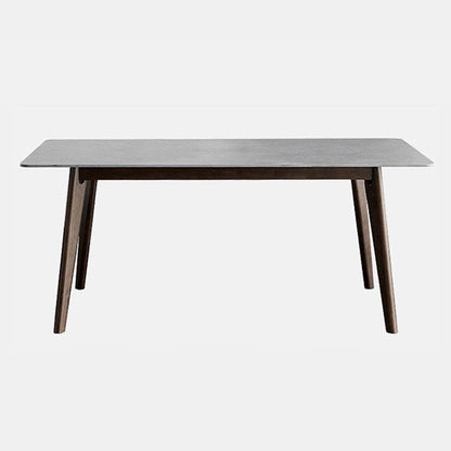 Stone Top Table Mid-Century Modern Dining Table with 4 Wood Legs in Brown Grey 51.2"L x 31.5"W x 29.5"H Without Chairs Clearhalo 'Dining Tables & Seating' 'Dining Tables' 'dining_table' 'furn' 'furn_dining_table' 'Furniture' 'furniture_dining_table' 'Kitchen & Dining Furniture' 'kitchen' 'kitchen_dining_table' 4818494