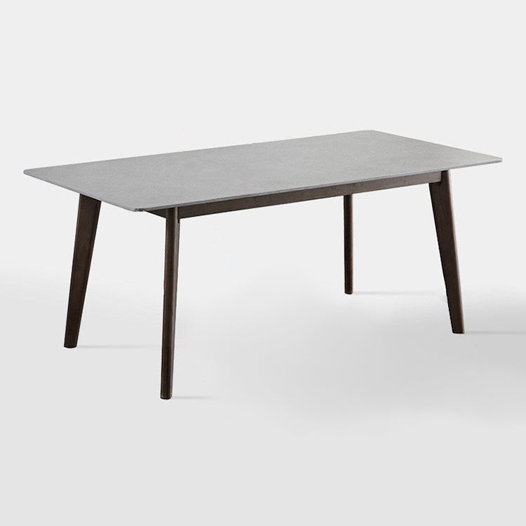 Stone Top Table Mid-Century Modern Dining Table with 4 Wood Legs in Brown Clearhalo 'Dining Tables & Seating' 'Dining Tables' 'dining_table' 'furn' 'furn_dining_table' 'Furniture' 'furniture_dining_table' 'Kitchen & Dining Furniture' 'kitchen' 'kitchen_dining_table' 4818500