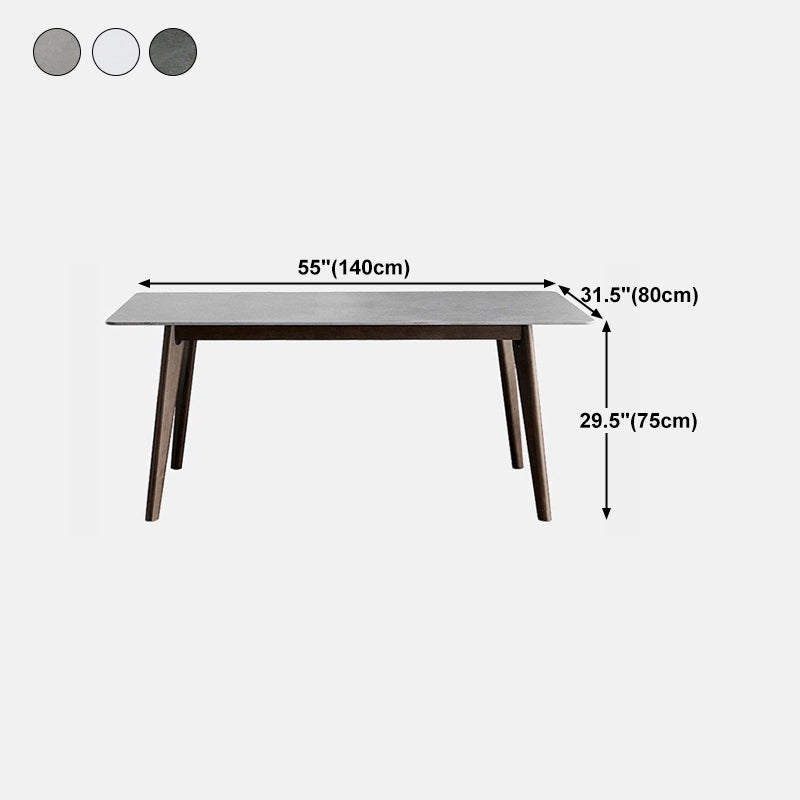 Stone Top Table Mid-Century Modern Dining Table with 4 Wood Legs in Brown Clearhalo 'Dining Tables & Seating' 'Dining Tables' 'dining_table' 'furn' 'furn_dining_table' 'Furniture' 'furniture_dining_table' 'Kitchen & Dining Furniture' 'kitchen' 'kitchen_dining_table' 4818503