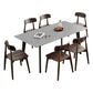 Stone Rectangle Top Table Mid-Century Modern Dining Table with 4 Wood Legs Clearhalo 'Dining Tables & Seating' 'Dining Tables' 'dining_table' 'furn' 'furn_dining_table' 'Furniture' 'furniture_dining_table' 'Kitchen & Dining Furniture' 'kitchen' 'kitchen_dining_table' 4818515