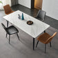 Stone Top Dining Table Traditional Luxury Table with 4 Black Legs White 70.9"L x 35.4"W x 29.5"H Without Chairs Clearhalo 'Dining Tables & Seating' 'Dining Tables' 'dining_table' 'furn' 'furn_dining_table' 'Furniture' 'furniture_dining_table' 'Kitchen & Dining Furniture' 'kitchen' 'kitchen_dining_table' 4818523