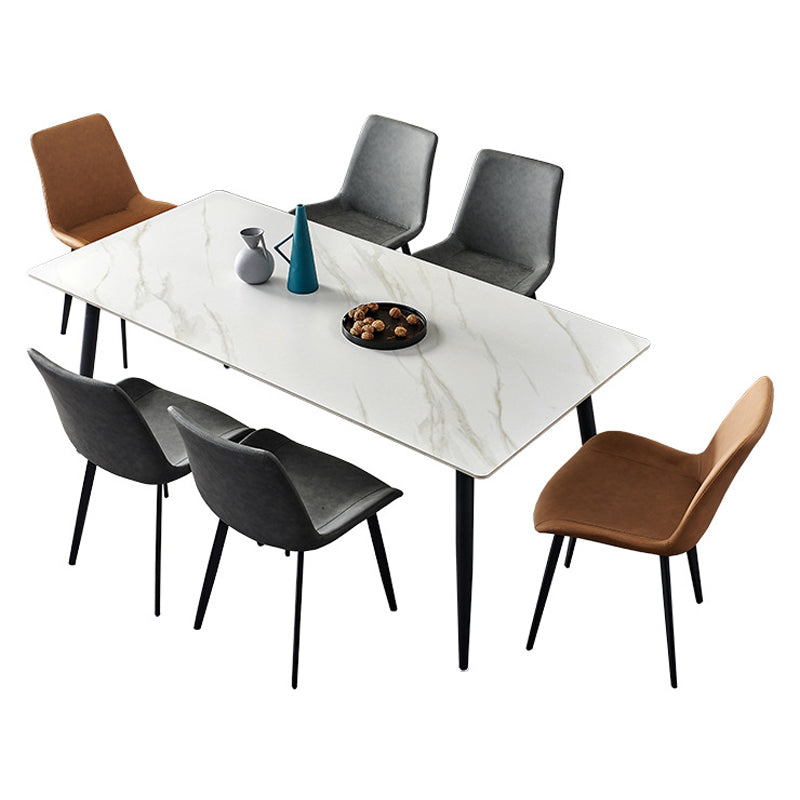 Stone Top Dining Table Traditional Luxury Table with 4 Black Legs Clearhalo 'Dining Tables & Seating' 'Dining Tables' 'dining_table' 'furn' 'furn_dining_table' 'Furniture' 'furniture_dining_table' 'Kitchen & Dining Furniture' 'kitchen' 'kitchen_dining_table' 4818531