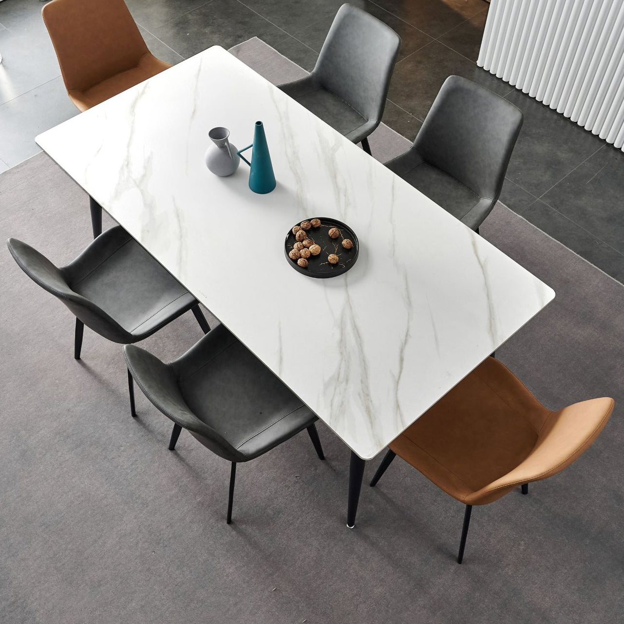 Stone Top Dining Table Traditional Luxury Table with 4 Black Legs Clearhalo 'Dining Tables & Seating' 'Dining Tables' 'dining_table' 'furn' 'furn_dining_table' 'Furniture' 'furniture_dining_table' 'Kitchen & Dining Furniture' 'kitchen' 'kitchen_dining_table' 4818532