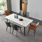 Stone Top Dining Table Traditional Luxury Table with 4 Black Legs Clearhalo 'Dining Tables & Seating' 'Dining Tables' 'dining_table' 'furn' 'furn_dining_table' 'Furniture' 'furniture_dining_table' 'Kitchen & Dining Furniture' 'kitchen' 'kitchen_dining_table' 4818533