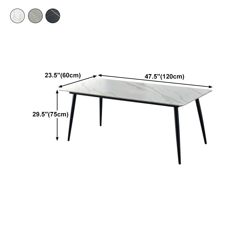 Stone Top Dining Table Traditional Luxury Table with 4 Black Legs Clearhalo 'Dining Tables & Seating' 'Dining Tables' 'dining_table' 'furn' 'furn_dining_table' 'Furniture' 'furniture_dining_table' 'Kitchen & Dining Furniture' 'kitchen' 'kitchen_dining_table' 4818534