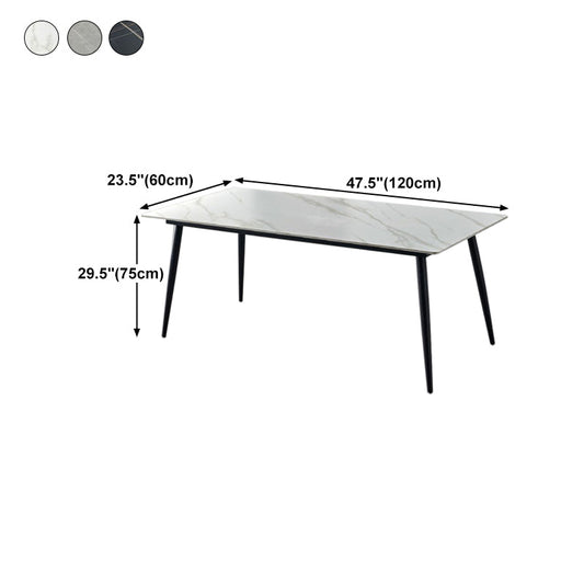 Stone Top Dining Table Traditional Luxury Table with 4 Black Legs Clearhalo 'Dining Tables & Seating' 'Dining Tables' 'dining_table' 'furn' 'furn_dining_table' 'Furniture' 'furniture_dining_table' 'Kitchen & Dining Furniture' 'kitchen' 'kitchen_dining_table' 4818534