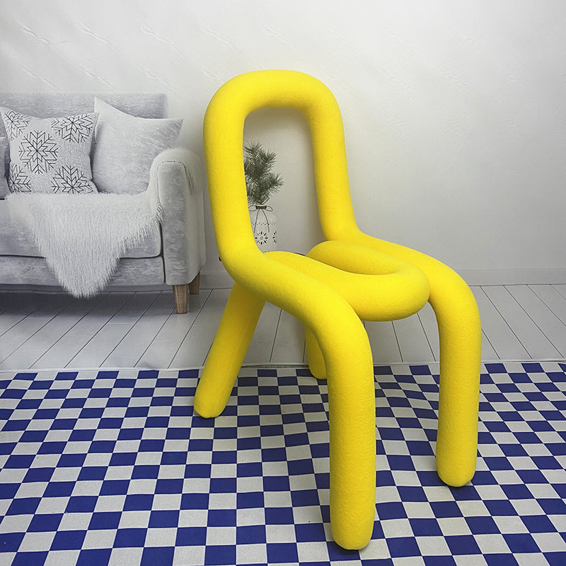 Modern Style Upholstered Side Chair Open Back Dining Side Chair Yellow 1 Piece Clearhalo 'Dining Chairs' 'Dining Tables & Seating' 'dining_chair' 'furn' 'furn_dining_chair' 'Furniture' 'furniture_dining_chair' 'Kitchen & Dining Furniture' 4818547