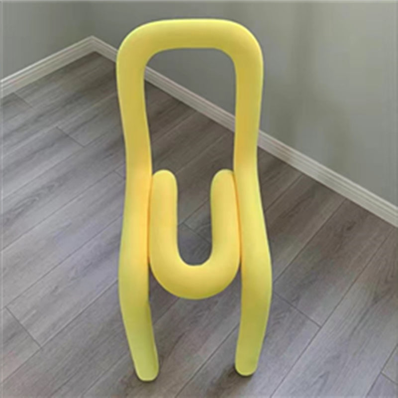 Modern Style Upholstered Side Chair Open Back Dining Side Chair Lemon Yellow 1 Piece Clearhalo 'Dining Chairs' 'Dining Tables & Seating' 'dining_chair' 'furn' 'furn_dining_chair' 'Furniture' 'furniture_dining_chair' 'Kitchen & Dining Furniture' 4818555