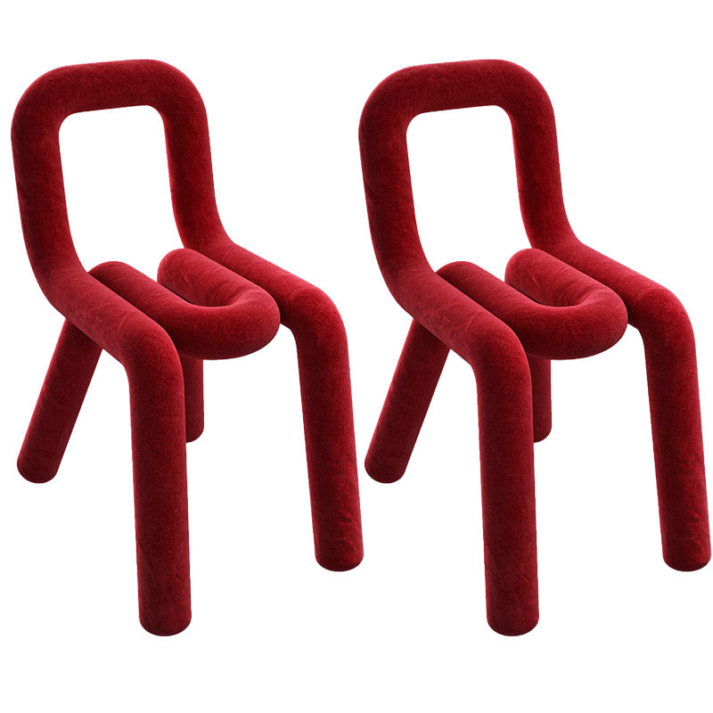 Modern Style Upholstered Side Chair Open Back Dining Side Chair Red 2 Piece Set Clearhalo 'Dining Chairs' 'Dining Tables & Seating' 'dining_chair' 'furn' 'furn_dining_chair' 'Furniture' 'furniture_dining_chair' 'Kitchen & Dining Furniture' 4818565
