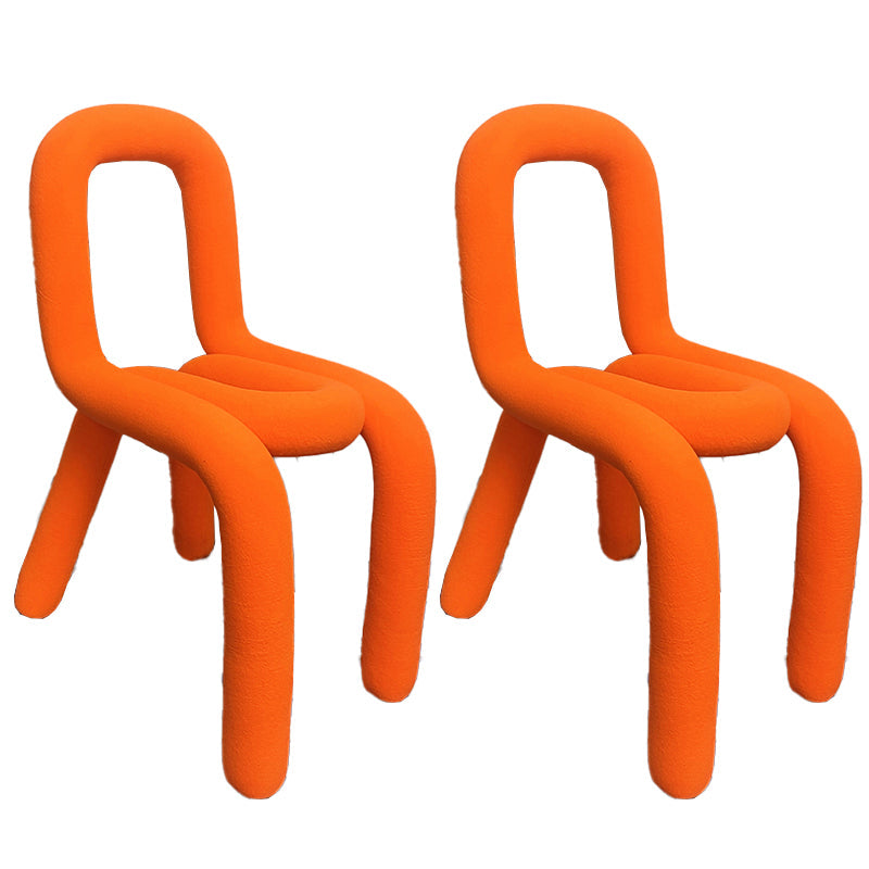 Modern Style Upholstered Side Chair Open Back Dining Side Chair Fluorescent Orange 2 Piece Set Clearhalo 'Dining Chairs' 'Dining Tables & Seating' 'dining_chair' 'furn' 'furn_dining_chair' 'Furniture' 'furniture_dining_chair' 'Kitchen & Dining Furniture' 4818573