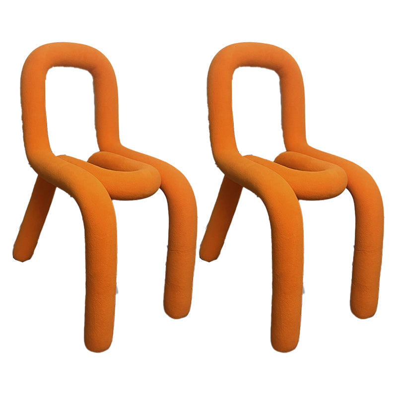 Modern Style Upholstered Side Chair Open Back Dining Side Chair Orange 2 Piece Set Clearhalo 'Dining Chairs' 'Dining Tables & Seating' 'dining_chair' 'furn' 'furn_dining_chair' 'Furniture' 'furniture_dining_chair' 'Kitchen & Dining Furniture' 4818576
