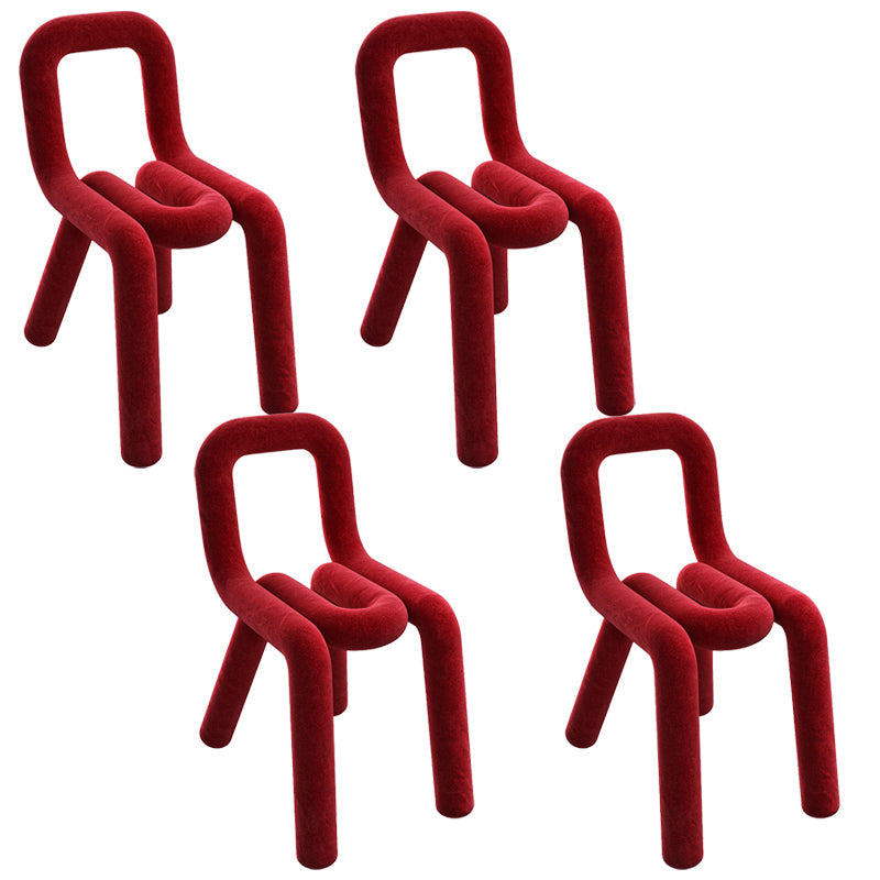 Modern Style Upholstered Side Chair Open Back Dining Side Chair Red 4 Piece Set Clearhalo 'Dining Chairs' 'Dining Tables & Seating' 'dining_chair' 'furn' 'furn_dining_chair' 'Furniture' 'furniture_dining_chair' 'Kitchen & Dining Furniture' 4818580