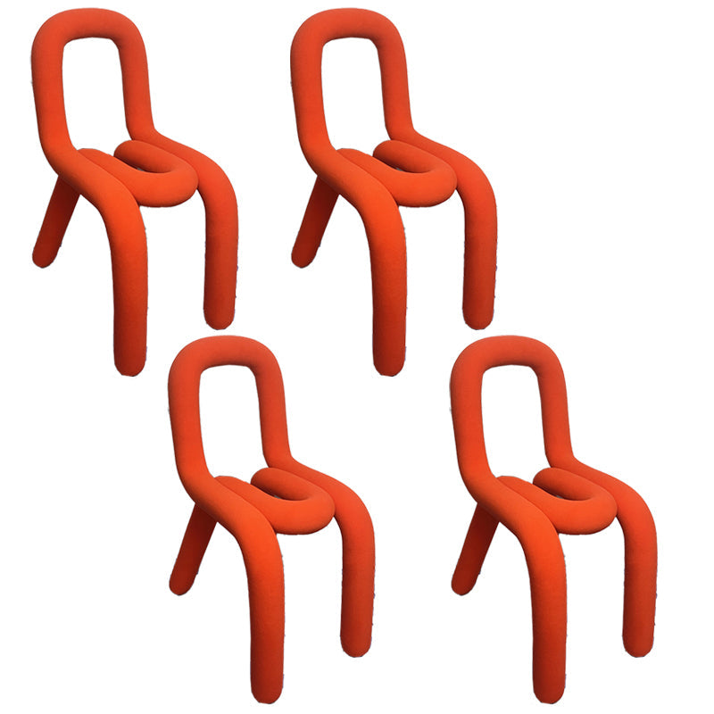 Modern Style Upholstered Side Chair Open Back Dining Side Chair Orange 4 Piece Set Clearhalo 'Dining Chairs' 'Dining Tables & Seating' 'dining_chair' 'furn' 'furn_dining_chair' 'Furniture' 'furniture_dining_chair' 'Kitchen & Dining Furniture' 4818582