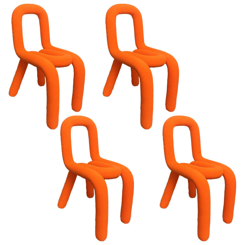 Modern Style Upholstered Side Chair Open Back Dining Side Chair Fluorescent Orange 4 Piece Set Clearhalo 'Dining Chairs' 'Dining Tables & Seating' 'dining_chair' 'furn' 'furn_dining_chair' 'Furniture' 'furniture_dining_chair' 'Kitchen & Dining Furniture' 4818588
