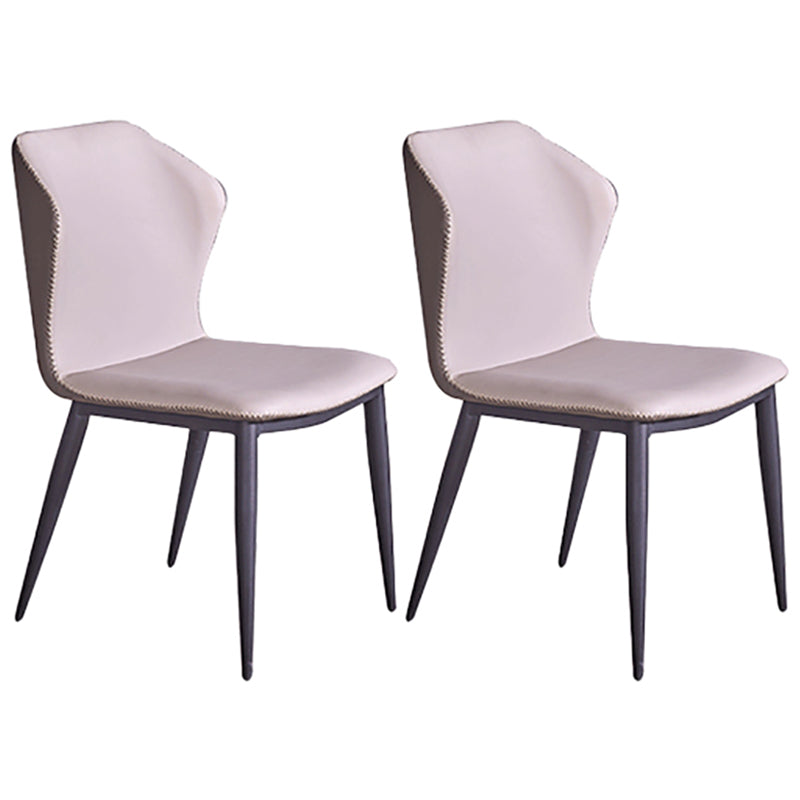 Modern Style Faux Leather Side Chair Wingback Arm Chair for Dining Room Light Gray 2 Piece Set Clearhalo 'Dining Chairs' 'Dining Tables & Seating' 'dining_chair' 'furn' 'furn_dining_chair' 'Furniture' 'furniture_dining_chair' 'Kitchen & Dining Furniture' 4818594
