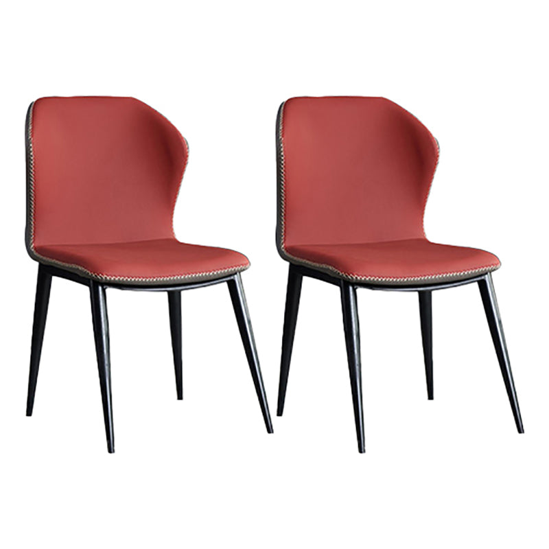 Modern Style Faux Leather Side Chair Wingback Arm Chair for Dining Room Red 2 Piece Set Clearhalo 'Dining Chairs' 'Dining Tables & Seating' 'dining_chair' 'furn' 'furn_dining_chair' 'Furniture' 'furniture_dining_chair' 'Kitchen & Dining Furniture' 4818598