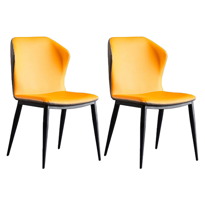Modern Style Faux Leather Side Chair Wingback Arm Chair for Dining Room Yellow 2 Piece Set Clearhalo 'Dining Chairs' 'Dining Tables & Seating' 'dining_chair' 'furn' 'furn_dining_chair' 'Furniture' 'furniture_dining_chair' 'Kitchen & Dining Furniture' 4818599