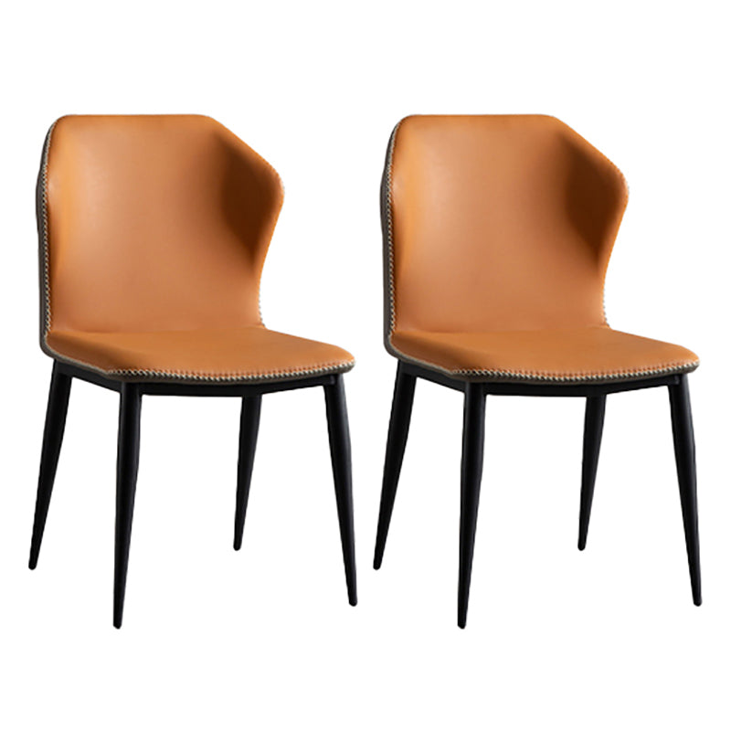 Modern Style Faux Leather Side Chair Wingback Arm Chair for Dining Room Orange 2 Piece Set Clearhalo 'Dining Chairs' 'Dining Tables & Seating' 'dining_chair' 'furn' 'furn_dining_chair' 'Furniture' 'furniture_dining_chair' 'Kitchen & Dining Furniture' 4818601