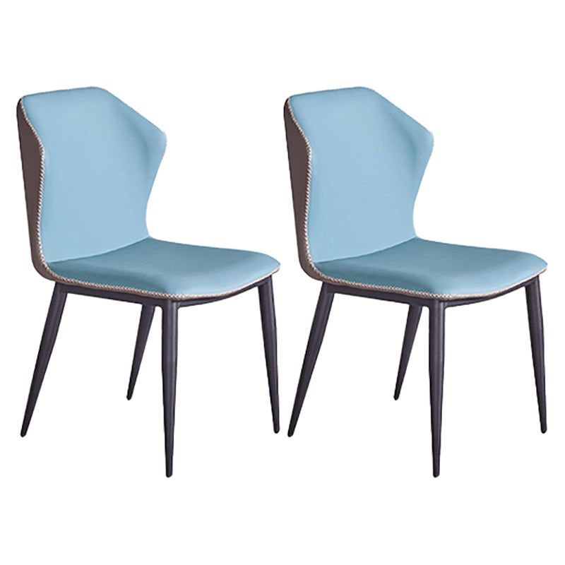 Modern Style Faux Leather Side Chair Wingback Arm Chair for Dining Room Blue 2 Piece Set Clearhalo 'Dining Chairs' 'Dining Tables & Seating' 'dining_chair' 'furn' 'furn_dining_chair' 'Furniture' 'furniture_dining_chair' 'Kitchen & Dining Furniture' 4818603