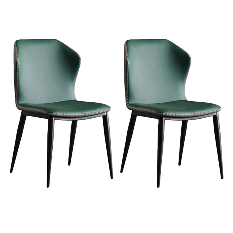Modern Style Faux Leather Side Chair Wingback Arm Chair for Dining Room Blackish Green 2 Piece Set Clearhalo 'Dining Chairs' 'Dining Tables & Seating' 'dining_chair' 'furn' 'furn_dining_chair' 'Furniture' 'furniture_dining_chair' 'Kitchen & Dining Furniture' 4818609