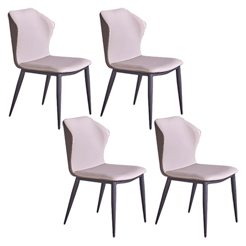 Modern Style Faux Leather Side Chair Wingback Arm Chair for Dining Room Light Gray 4 Piece Set Clearhalo 'Dining Chairs' 'Dining Tables & Seating' 'dining_chair' 'furn' 'furn_dining_chair' 'Furniture' 'furniture_dining_chair' 'Kitchen & Dining Furniture' 4818612