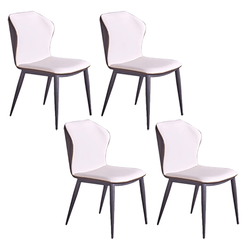 Modern Style Faux Leather Side Chair Wingback Arm Chair for Dining Room White 4 Piece Set Clearhalo 'Dining Chairs' 'Dining Tables & Seating' 'dining_chair' 'furn' 'furn_dining_chair' 'Furniture' 'furniture_dining_chair' 'Kitchen & Dining Furniture' 4818614