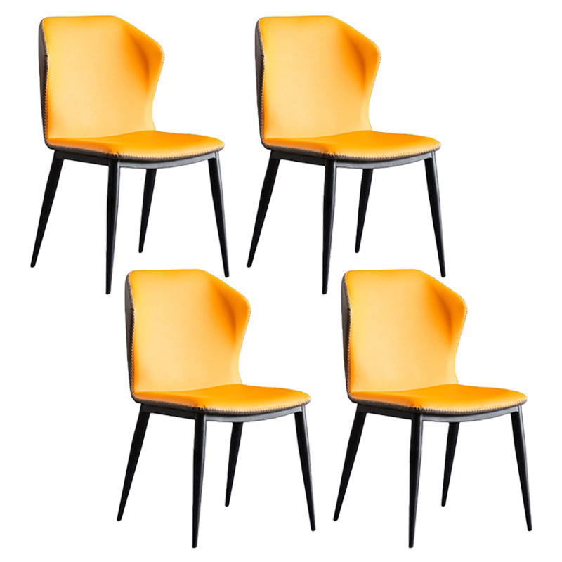 Modern Style Faux Leather Side Chair Wingback Arm Chair for Dining Room Yellow 4 Piece Set Clearhalo 'Dining Chairs' 'Dining Tables & Seating' 'dining_chair' 'furn' 'furn_dining_chair' 'Furniture' 'furniture_dining_chair' 'Kitchen & Dining Furniture' 4818617