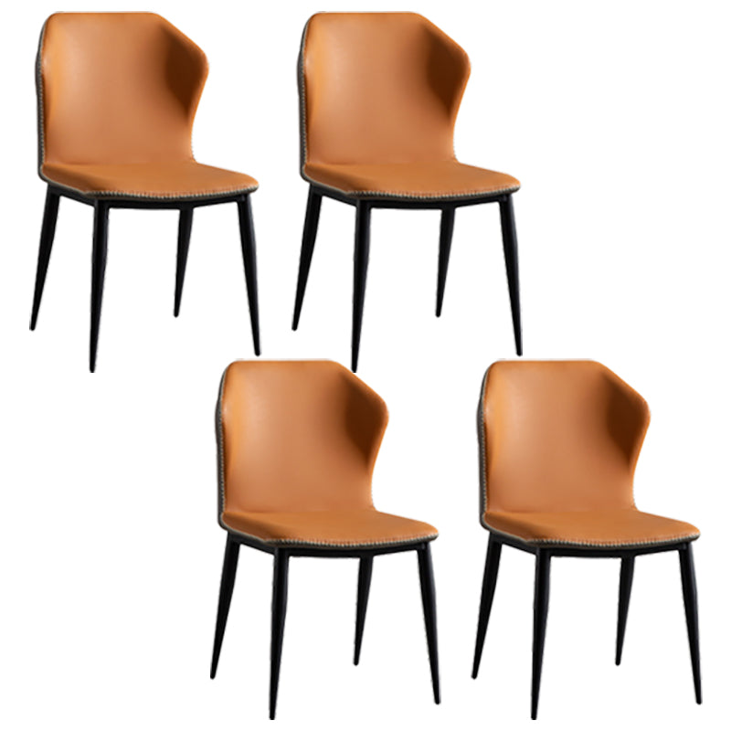 Modern Style Faux Leather Side Chair Wingback Arm Chair for Dining Room Orange 4 Piece Set Clearhalo 'Dining Chairs' 'Dining Tables & Seating' 'dining_chair' 'furn' 'furn_dining_chair' 'Furniture' 'furniture_dining_chair' 'Kitchen & Dining Furniture' 4818619