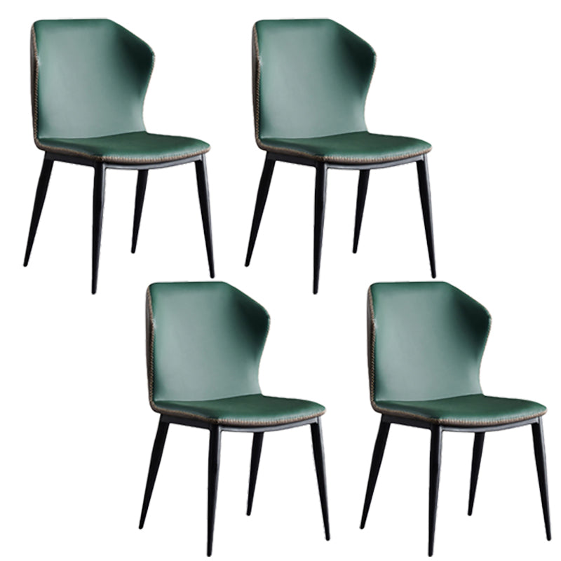 Modern Style Faux Leather Side Chair Wingback Arm Chair for Dining Room Blackish Green 4 Piece Set Clearhalo 'Dining Chairs' 'Dining Tables & Seating' 'dining_chair' 'furn' 'furn_dining_chair' 'Furniture' 'furniture_dining_chair' 'Kitchen & Dining Furniture' 4818625