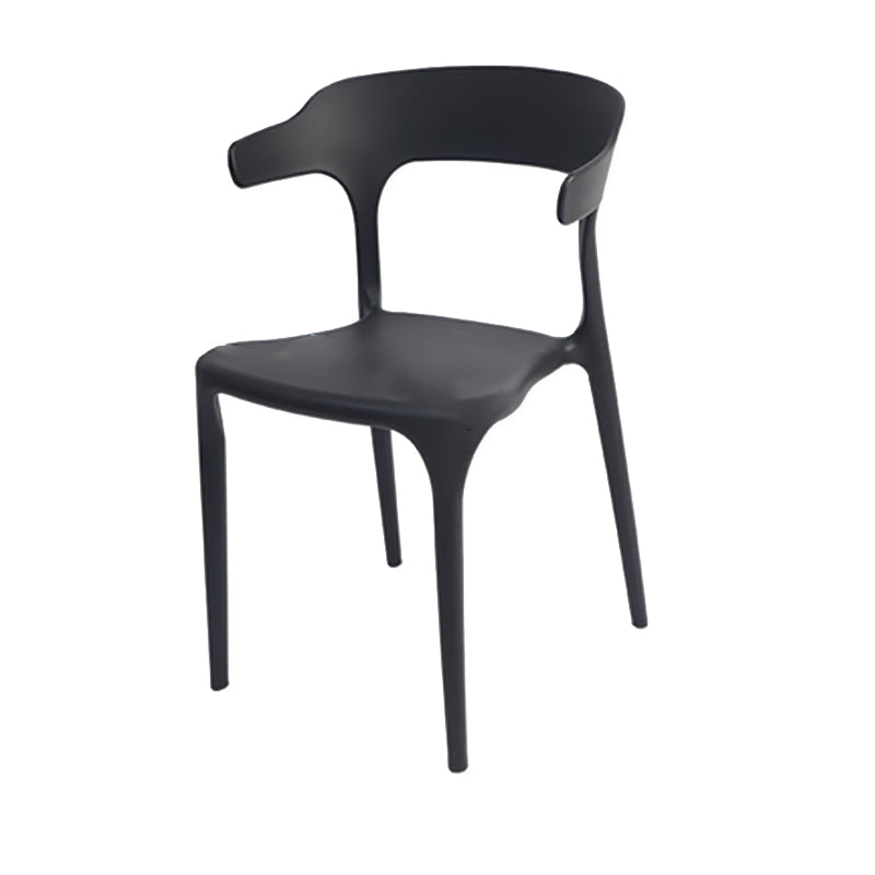 Modern Style Plastic Side Chair Open Back Dining Side Chair 17"x18"x30" Black 1 Piece Clearhalo 'Dining Chairs' 'Dining Tables & Seating' 'dining_chair' 'furn' 'furn_dining_chair' 'Furniture' 'furniture_dining_chair' 'Kitchen & Dining Furniture' 4818628