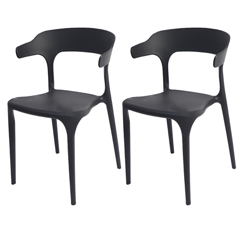 Modern Style Plastic Side Chair Open Back Dining Side Chair 17"x18"x30" Black 2 Piece Set Clearhalo 'Dining Chairs' 'Dining Tables & Seating' 'dining_chair' 'furn' 'furn_dining_chair' 'Furniture' 'furniture_dining_chair' 'Kitchen & Dining Furniture' 4818646