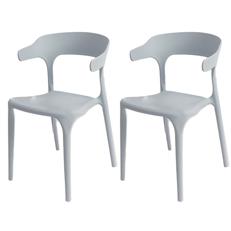 Modern Style Plastic Side Chair Open Back Dining Side Chair 17"x18"x30" Grey 2 Piece Set Clearhalo 'Dining Chairs' 'Dining Tables & Seating' 'dining_chair' 'furn' 'furn_dining_chair' 'Furniture' 'furniture_dining_chair' 'Kitchen & Dining Furniture' 4818648