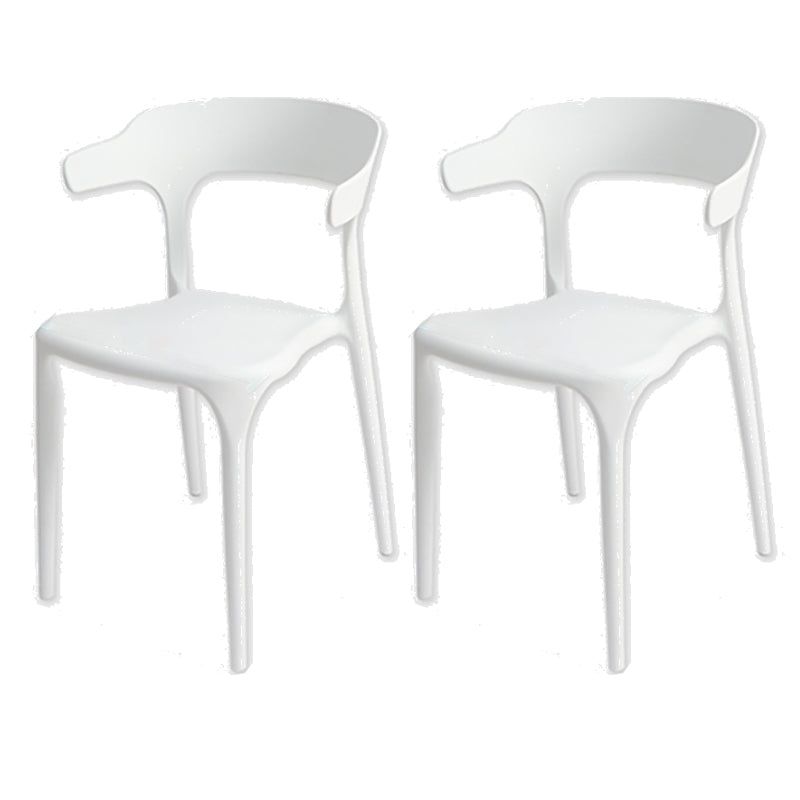 Modern Style Plastic Side Chair Open Back Dining Side Chair 17"x18"x30" White 2 Piece Set Clearhalo 'Dining Chairs' 'Dining Tables & Seating' 'dining_chair' 'furn' 'furn_dining_chair' 'Furniture' 'furniture_dining_chair' 'Kitchen & Dining Furniture' 4818649