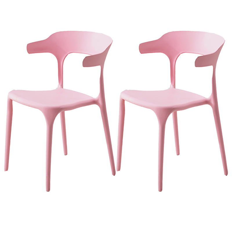 Modern Style Plastic Side Chair Open Back Dining Side Chair 17"x18"x30" Pink 2 Piece Set Clearhalo 'Dining Chairs' 'Dining Tables & Seating' 'dining_chair' 'furn' 'furn_dining_chair' 'Furniture' 'furniture_dining_chair' 'Kitchen & Dining Furniture' 4818653