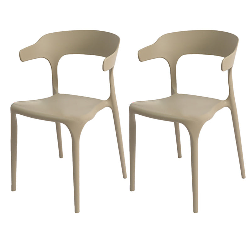 Modern Style Plastic Side Chair Open Back Dining Side Chair 17"x18"x30" Khaki 2 Piece Set Clearhalo 'Dining Chairs' 'Dining Tables & Seating' 'dining_chair' 'furn' 'furn_dining_chair' 'Furniture' 'furniture_dining_chair' 'Kitchen & Dining Furniture' 4818656