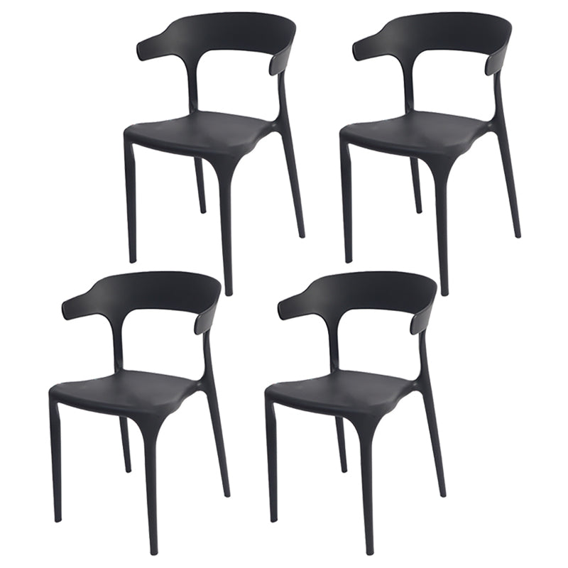 Modern Style Plastic Side Chair Open Back Dining Side Chair 17"x18"x30" Black 4 Piece Set Clearhalo 'Dining Chairs' 'Dining Tables & Seating' 'dining_chair' 'furn' 'furn_dining_chair' 'Furniture' 'furniture_dining_chair' 'Kitchen & Dining Furniture' 4818658