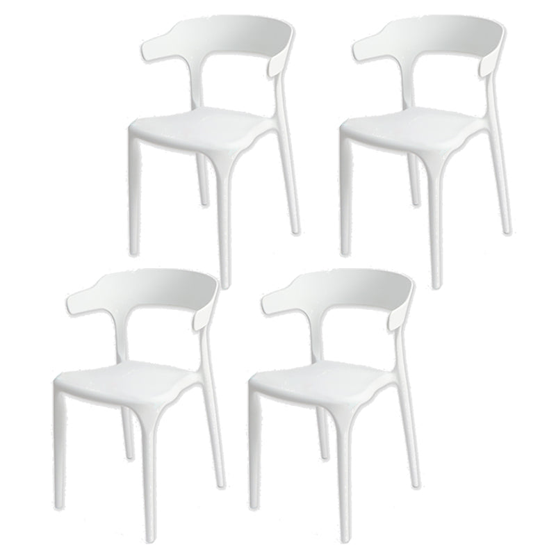 Modern Style Plastic Side Chair Open Back Dining Side Chair 17"x18"x30" White 4 Piece Set Clearhalo 'Dining Chairs' 'Dining Tables & Seating' 'dining_chair' 'furn' 'furn_dining_chair' 'Furniture' 'furniture_dining_chair' 'Kitchen & Dining Furniture' 4818660