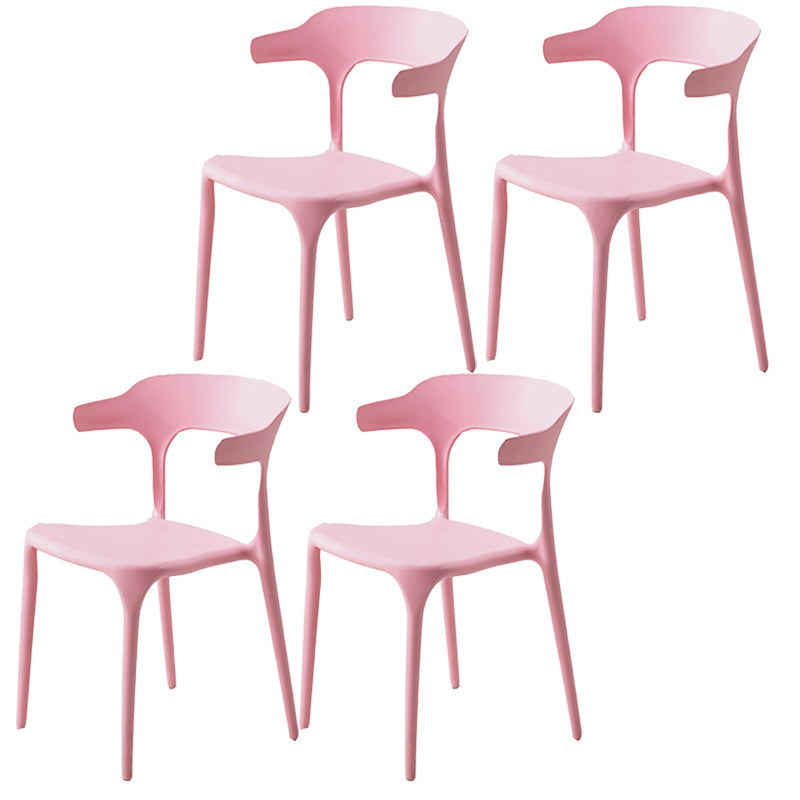 Modern Style Plastic Side Chair Open Back Dining Side Chair 17"x18"x30" Pink 4 Piece Set Clearhalo 'Dining Chairs' 'Dining Tables & Seating' 'dining_chair' 'furn' 'furn_dining_chair' 'Furniture' 'furniture_dining_chair' 'Kitchen & Dining Furniture' 4818662
