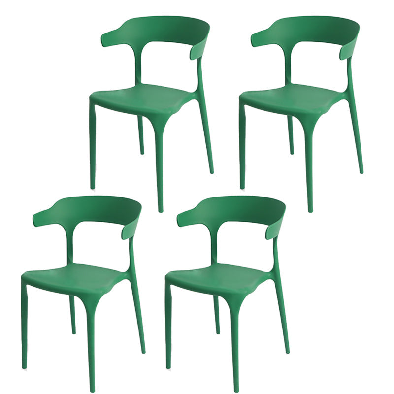 Modern Style Plastic Side Chair Open Back Dining Side Chair 17"x18"x30" Green 4 Piece Set Clearhalo 'Dining Chairs' 'Dining Tables & Seating' 'dining_chair' 'furn' 'furn_dining_chair' 'Furniture' 'furniture_dining_chair' 'Kitchen & Dining Furniture' 4818664