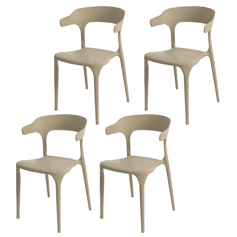 Modern Style Plastic Side Chair Open Back Dining Side Chair 17"x18"x30" Khaki 4 Piece Set Clearhalo 'Dining Chairs' 'Dining Tables & Seating' 'dining_chair' 'furn' 'furn_dining_chair' 'Furniture' 'furniture_dining_chair' 'Kitchen & Dining Furniture' 4818665