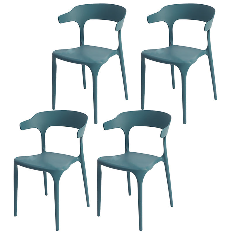 Modern Style Plastic Side Chair Open Back Dining Side Chair 17"x18"x30" Navy 4 Piece Set Clearhalo 'Dining Chairs' 'Dining Tables & Seating' 'dining_chair' 'furn' 'furn_dining_chair' 'Furniture' 'furniture_dining_chair' 'Kitchen & Dining Furniture' 4818666