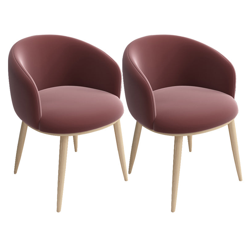 Modern Style Iron Side Chair Parsons Dining Chair with Natural Legs Burgundy 2 Piece Set Clearhalo 'Dining Chairs' 'Dining Tables & Seating' 'dining_chair' 'furn' 'furn_dining_chair' 'Furniture' 'furniture_dining_chair' 'Kitchen & Dining Furniture' 4818709