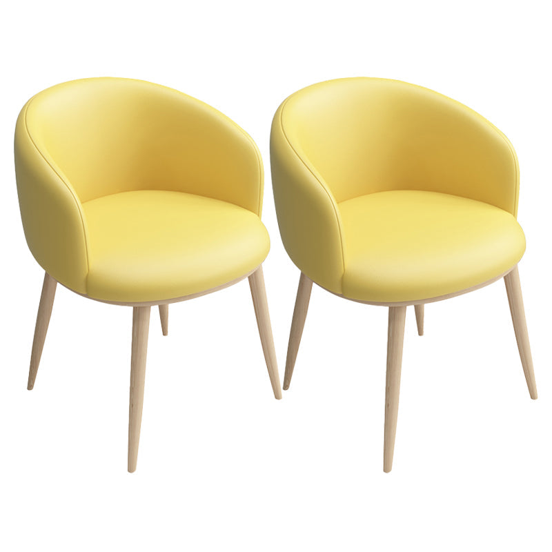 Modern Style Iron Side Chair Parsons Dining Chair with Natural Legs Lemon Yellow 2 Piece Set Clearhalo 'Dining Chairs' 'Dining Tables & Seating' 'dining_chair' 'furn' 'furn_dining_chair' 'Furniture' 'furniture_dining_chair' 'Kitchen & Dining Furniture' 4818710