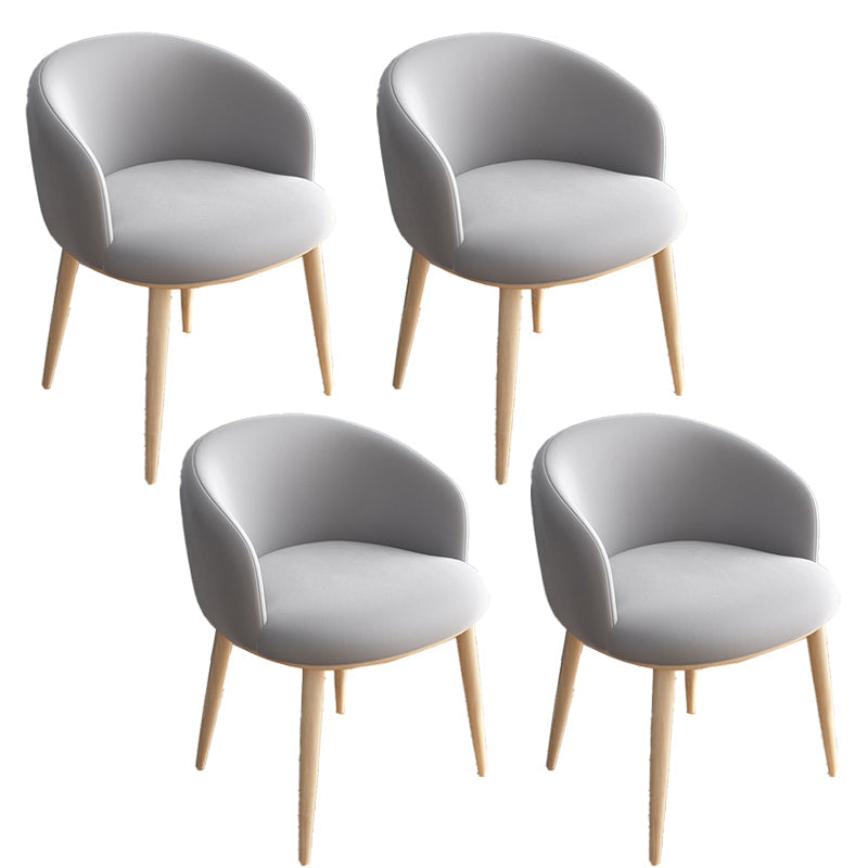 Modern Style Iron Side Chair Parsons Dining Chair with Natural Legs Grey 4 Piece Set Clearhalo 'Dining Chairs' 'Dining Tables & Seating' 'dining_chair' 'furn' 'furn_dining_chair' 'Furniture' 'furniture_dining_chair' 'Kitchen & Dining Furniture' 4818717