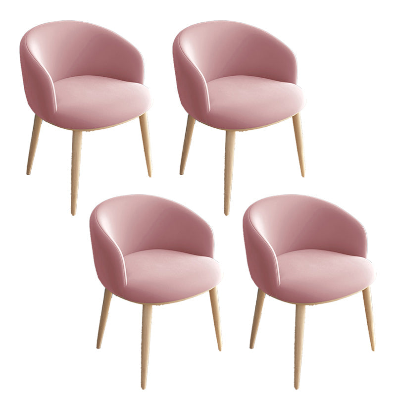 Modern Style Iron Side Chair Parsons Dining Chair with Natural Legs Pink 4 Piece Set Clearhalo 'Dining Chairs' 'Dining Tables & Seating' 'dining_chair' 'furn' 'furn_dining_chair' 'Furniture' 'furniture_dining_chair' 'Kitchen & Dining Furniture' 4818721